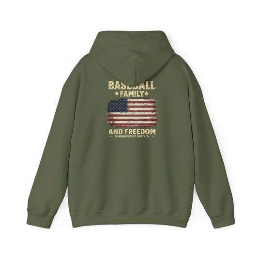 Unisex Heavy Blend™ Hooded Sweatshirt - Baseball Family Freedom Design