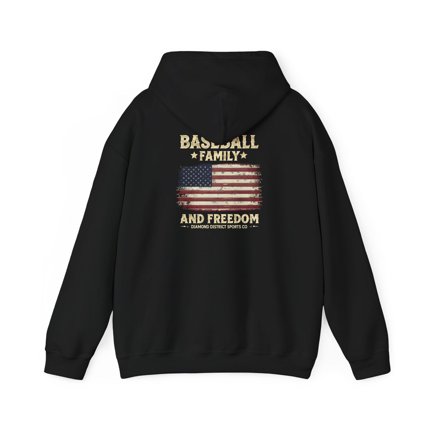 Unisex Heavy Blend™ Hooded Sweatshirt - Baseball Family Freedom Design