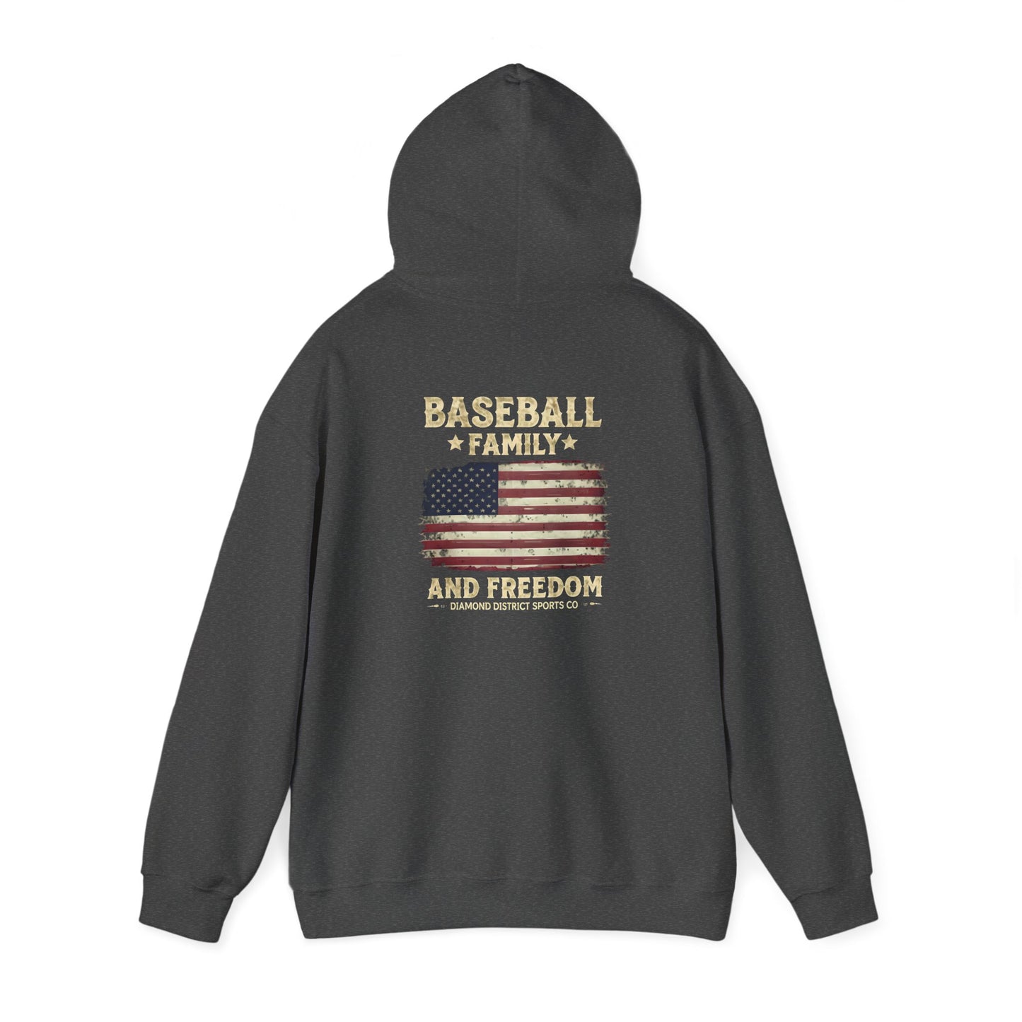 Unisex Heavy Blend™ Hooded Sweatshirt - Baseball Family Freedom Design