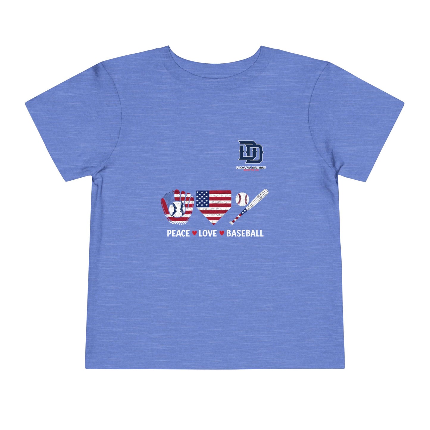 Toddler Baseball Tee - Peace Love Baseball Graphic, Kids Summer Shirt, Birthday Gift, 4th of July, Sports Apparel