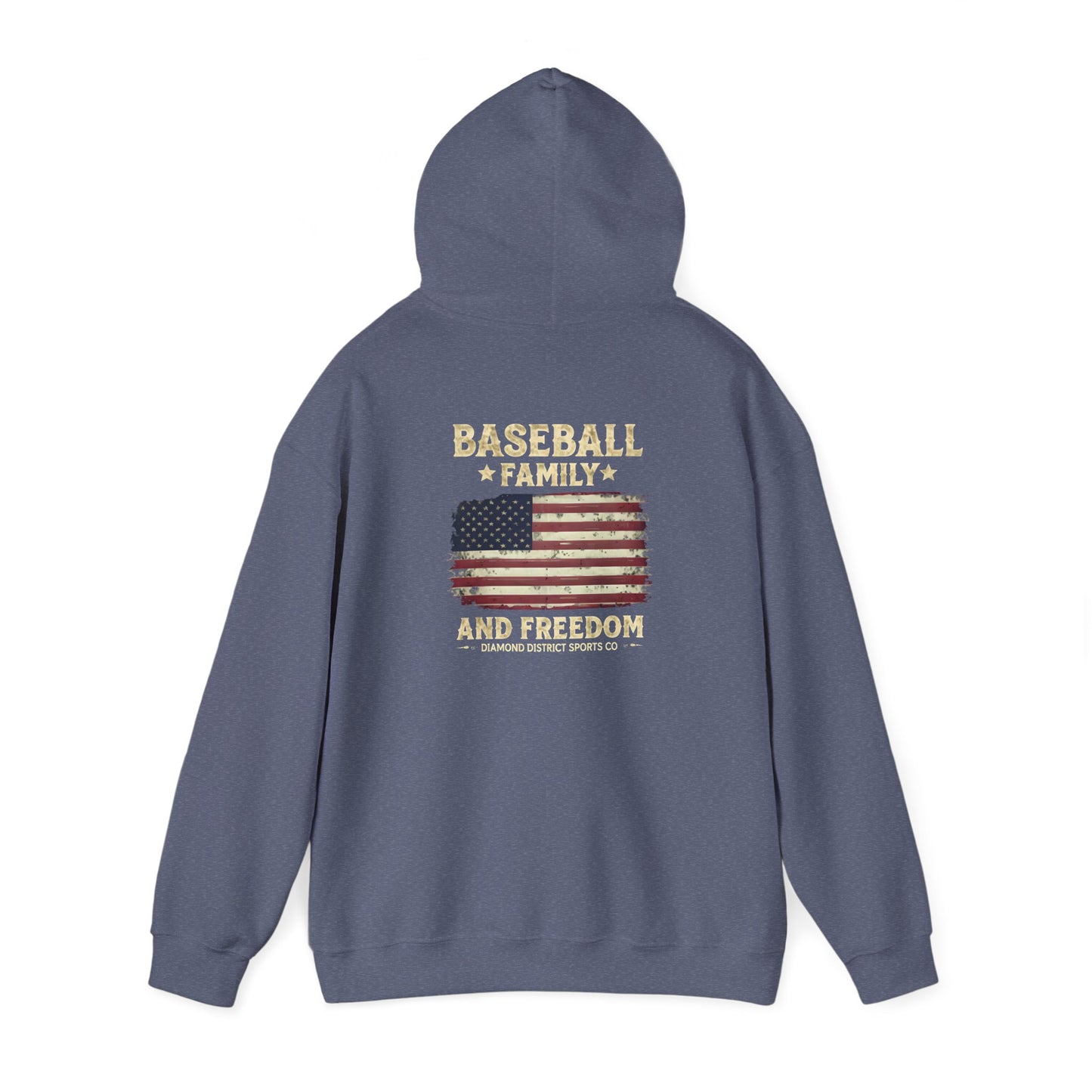 Unisex Heavy Blend™ Hooded Sweatshirt - Baseball Family Freedom Design