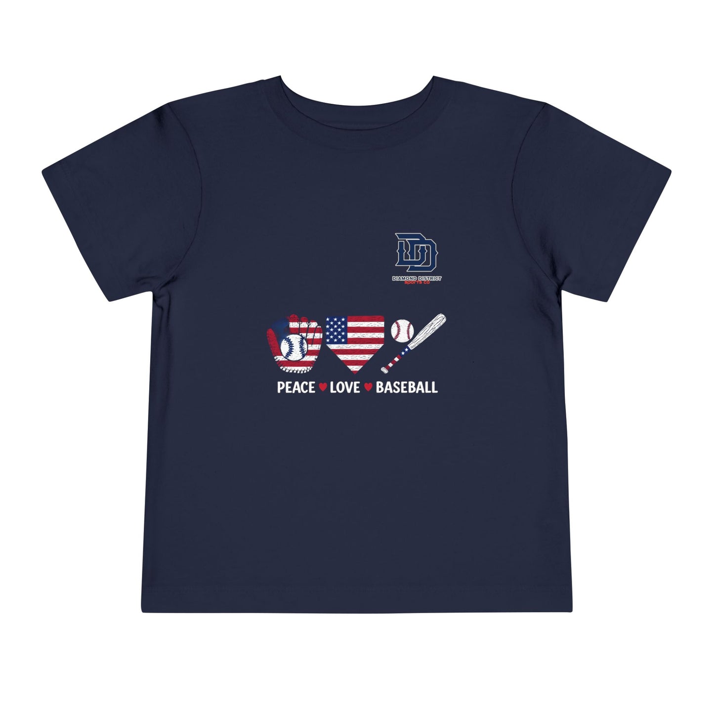 Toddler Baseball Tee - Peace Love Baseball Graphic, Kids Summer Shirt, Birthday Gift, 4th of July, Sports Apparel
