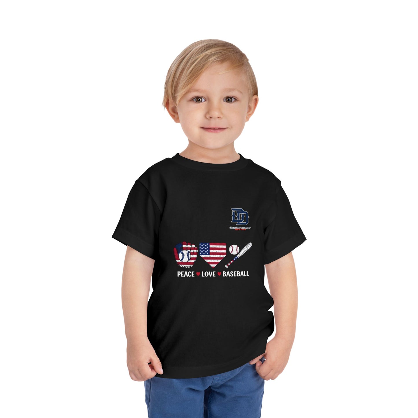 Toddler Baseball Tee - Peace Love Baseball Graphic, Kids Summer Shirt, Birthday Gift, 4th of July, Sports Apparel
