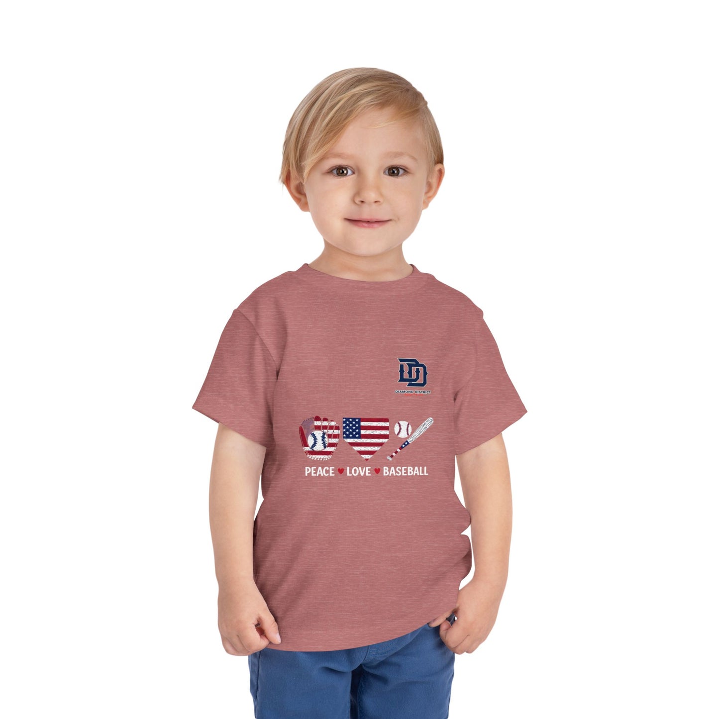 Toddler Baseball Tee - Peace Love Baseball Graphic, Kids Summer Shirt, Birthday Gift, 4th of July, Sports Apparel