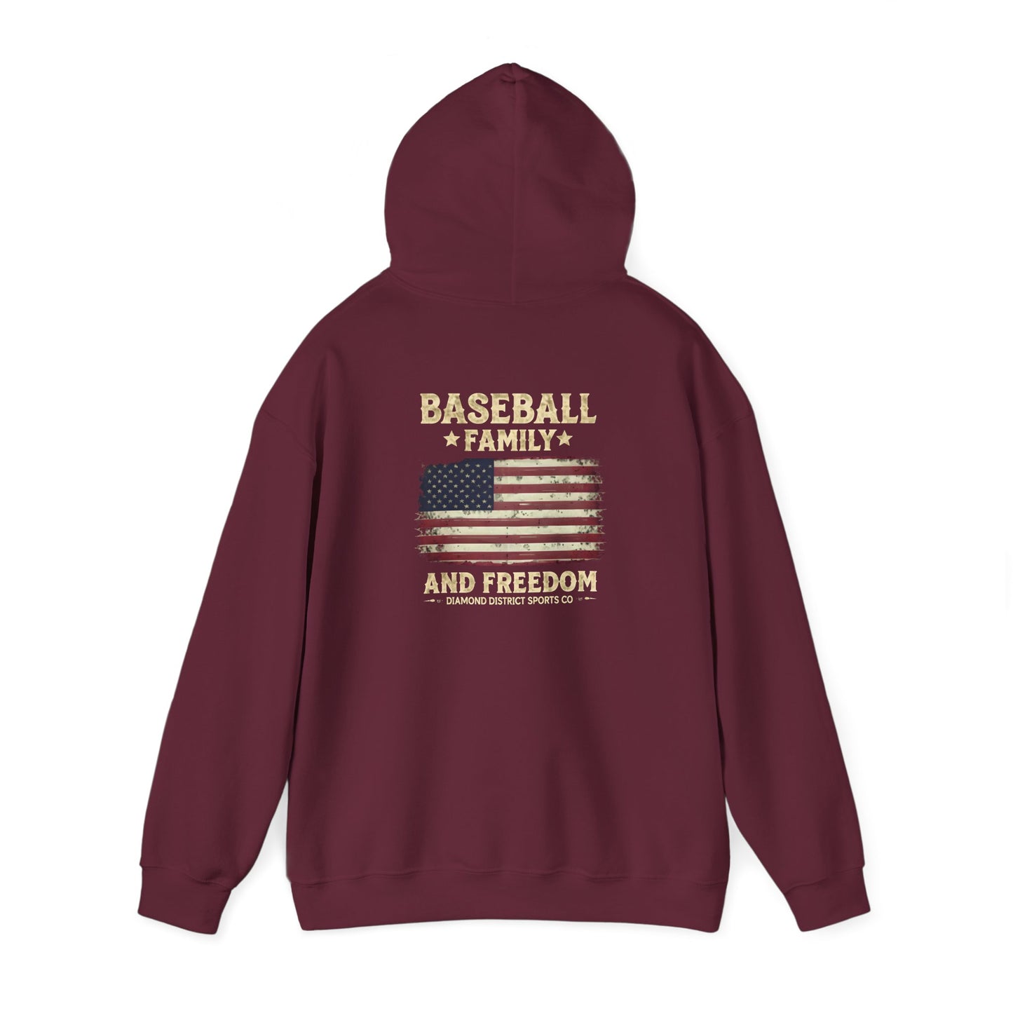 Unisex Heavy Blend™ Hooded Sweatshirt - Baseball Family Freedom Design