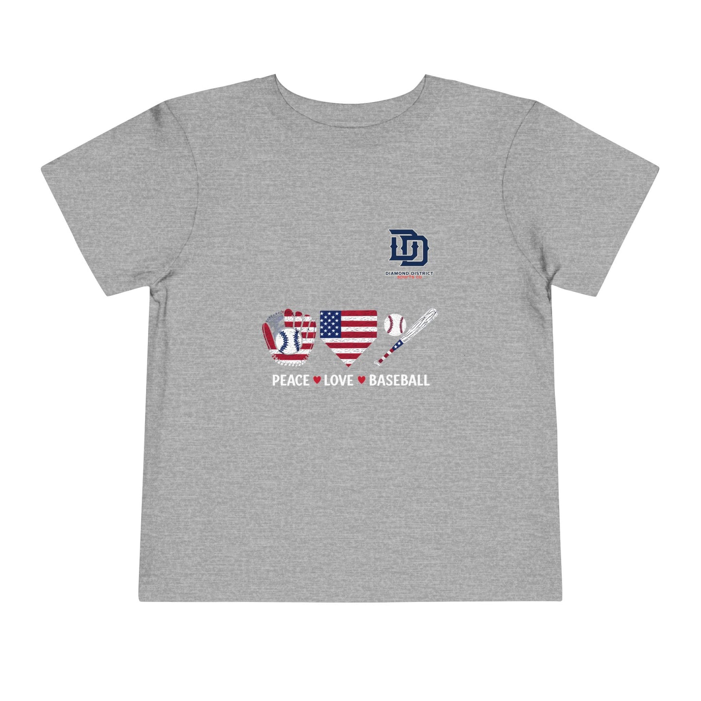 Toddler Baseball Tee - Peace Love Baseball Graphic, Kids Summer Shirt, Birthday Gift, 4th of July, Sports Apparel