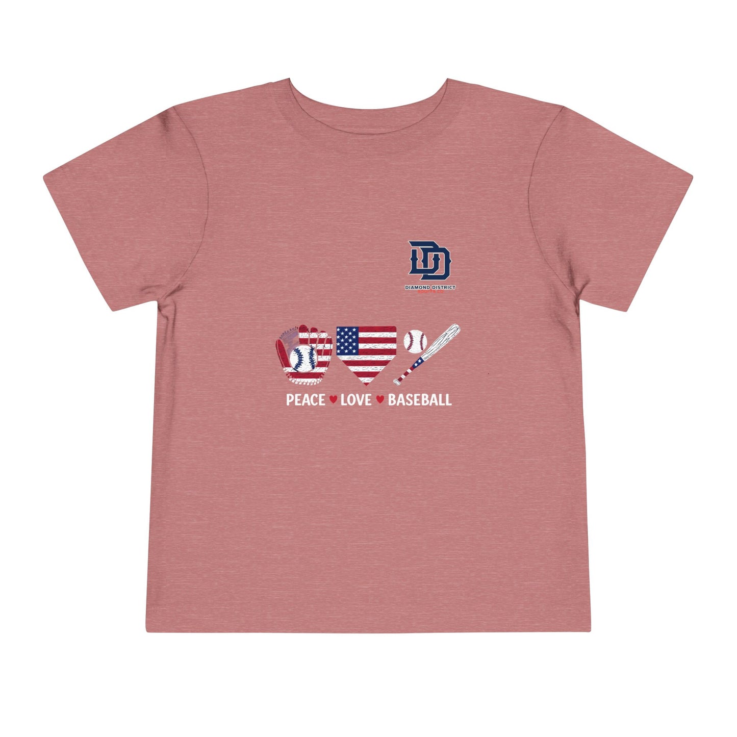Toddler Baseball Tee - Peace Love Baseball Graphic, Kids Summer Shirt, Birthday Gift, 4th of July, Sports Apparel