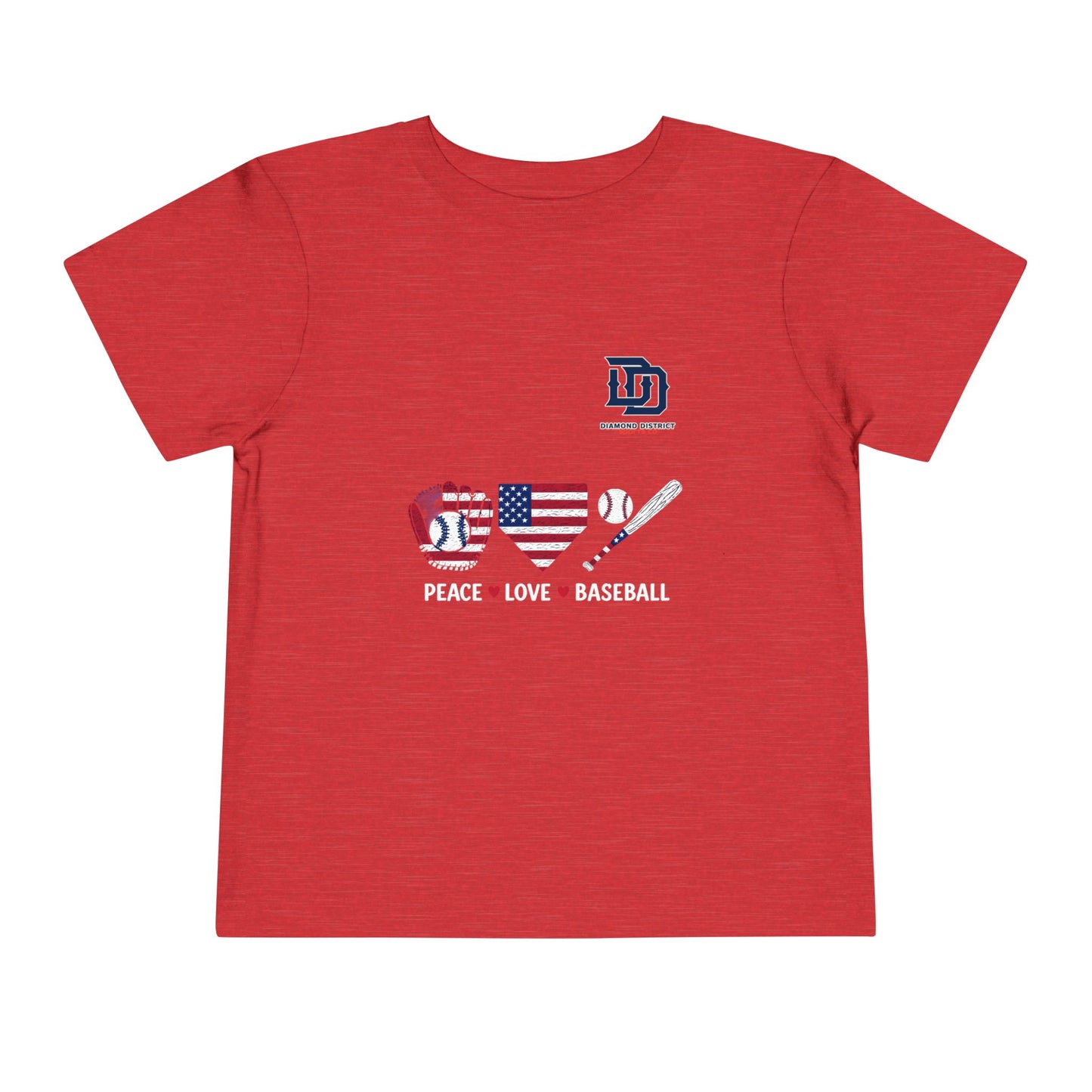 Toddler Baseball Tee - Peace Love Baseball Graphic, Kids Summer Shirt, Birthday Gift, 4th of July, Sports Apparel