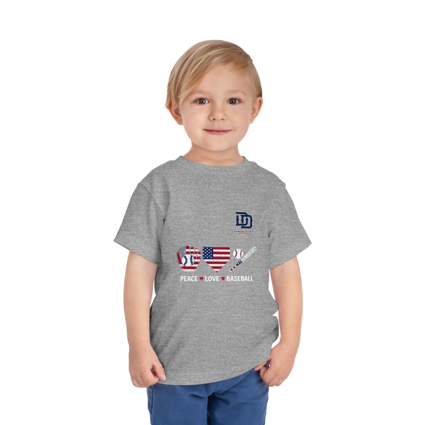 Toddler Baseball Tee - Peace Love Baseball Graphic, Kids Summer Shirt, Birthday Gift, 4th of July, Sports Apparel