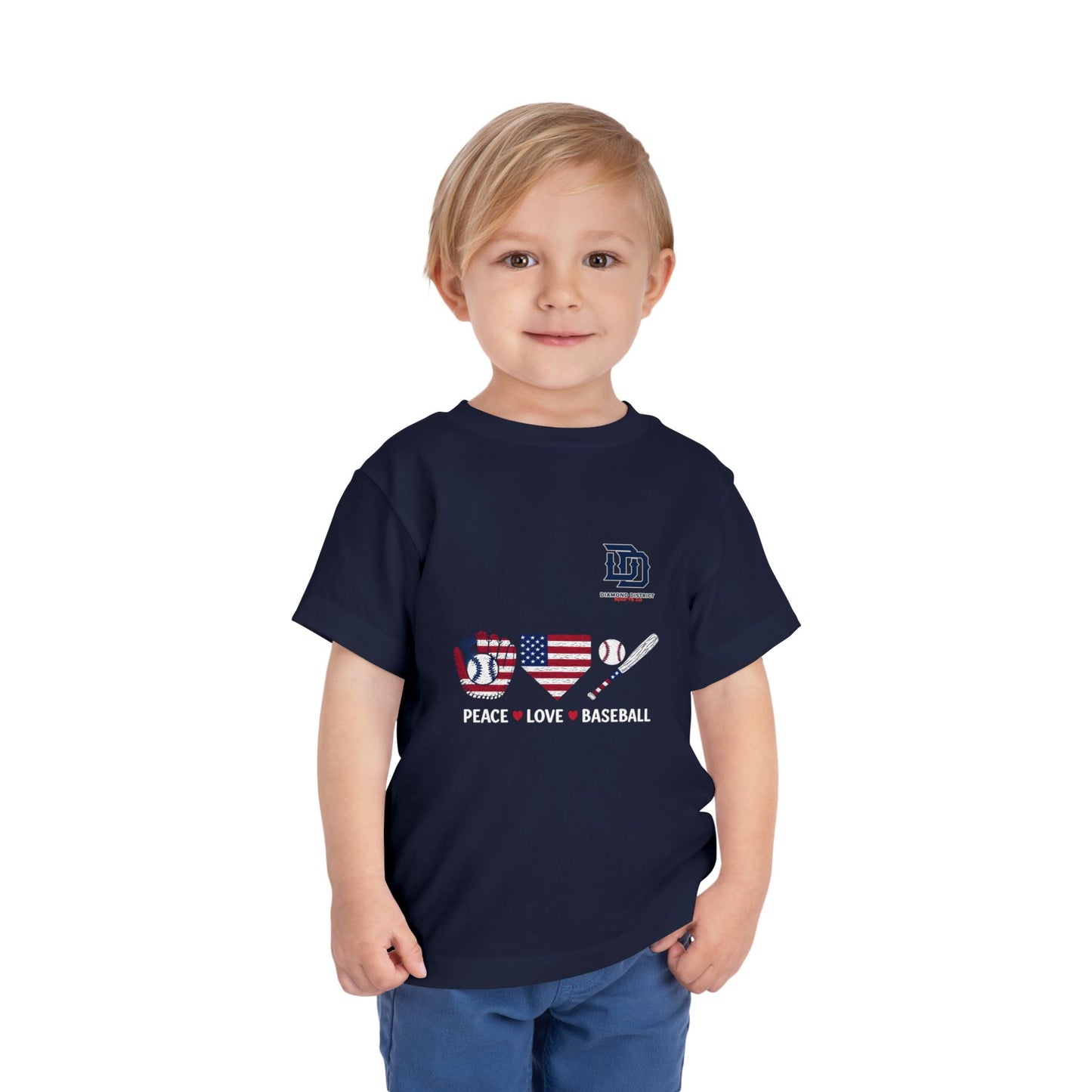 Toddler Baseball Tee - Peace Love Baseball Graphic, Kids Summer Shirt, Birthday Gift, 4th of July, Sports Apparel