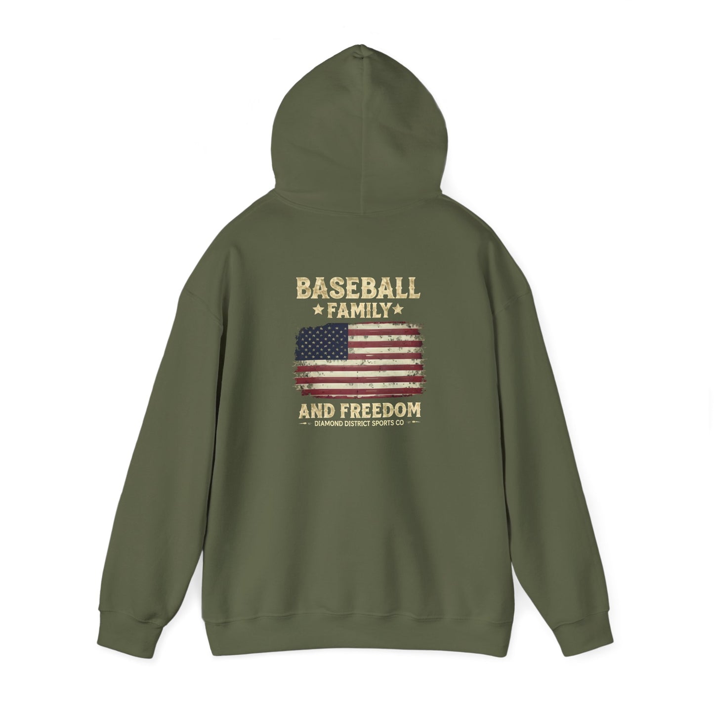 Unisex Heavy Blend™ Hooded Sweatshirt - Baseball Family Freedom Design