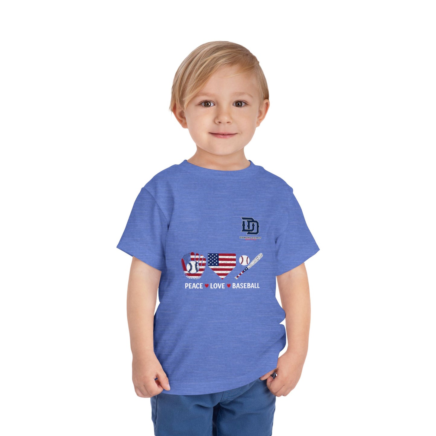 Toddler Baseball Tee - Peace Love Baseball Graphic, Kids Summer Shirt, Birthday Gift, 4th of July, Sports Apparel