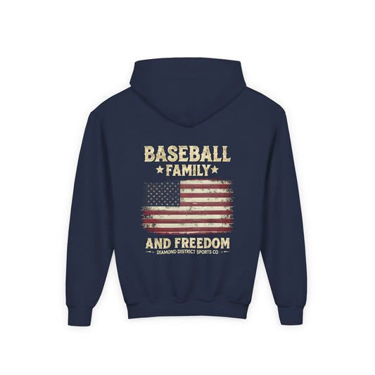 Youth Heavy Blend Baseball Family Hoodie - Celebrate Freedom and Togetherness