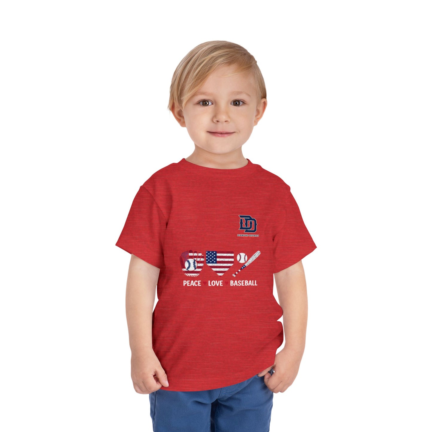 Toddler Baseball Tee - Peace Love Baseball Graphic, Kids Summer Shirt, Birthday Gift, 4th of July, Sports Apparel