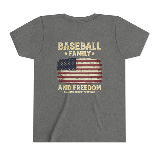 Youth Short Sleeve Tee - Baseball Family & Freedom Design