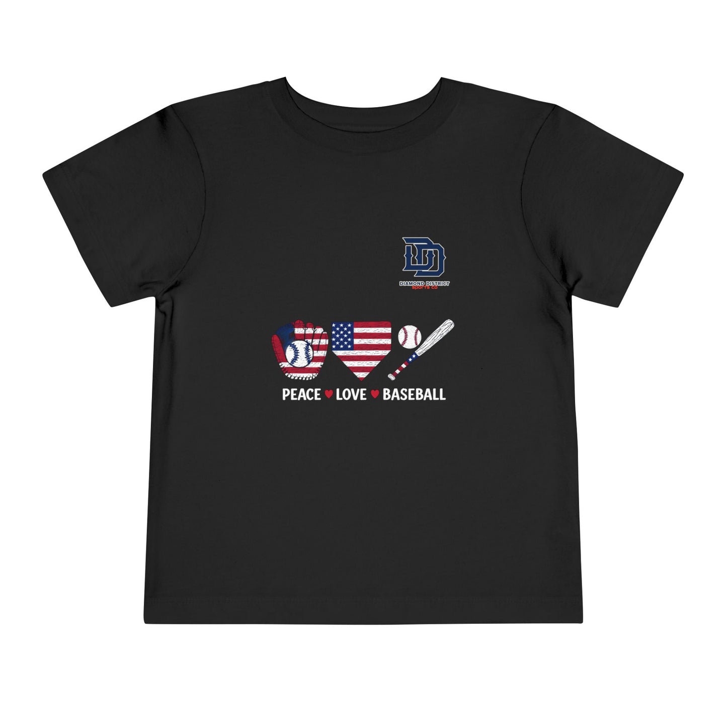 Toddler Baseball Tee - Peace Love Baseball Graphic, Kids Summer Shirt, Birthday Gift, 4th of July, Sports Apparel