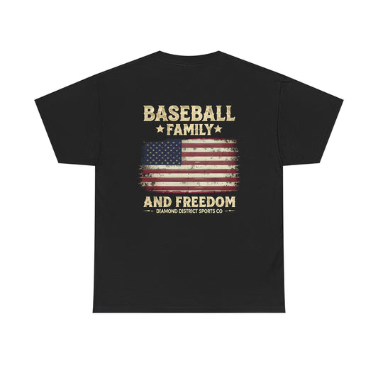 Baseball Family Freedom Tee - Unisex Heavy Cotton T-Shirt